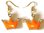 mooie franse oorhangers goudkleur met als kunstof hanger goud/oranje kleurig kroontje dubbelzijdig