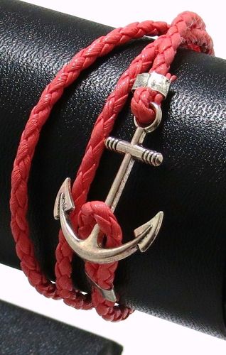 Leuke roze kunstleder wikkelarmband met ANKER sluiting ook als ketting te gebruiken ± 56cm lang